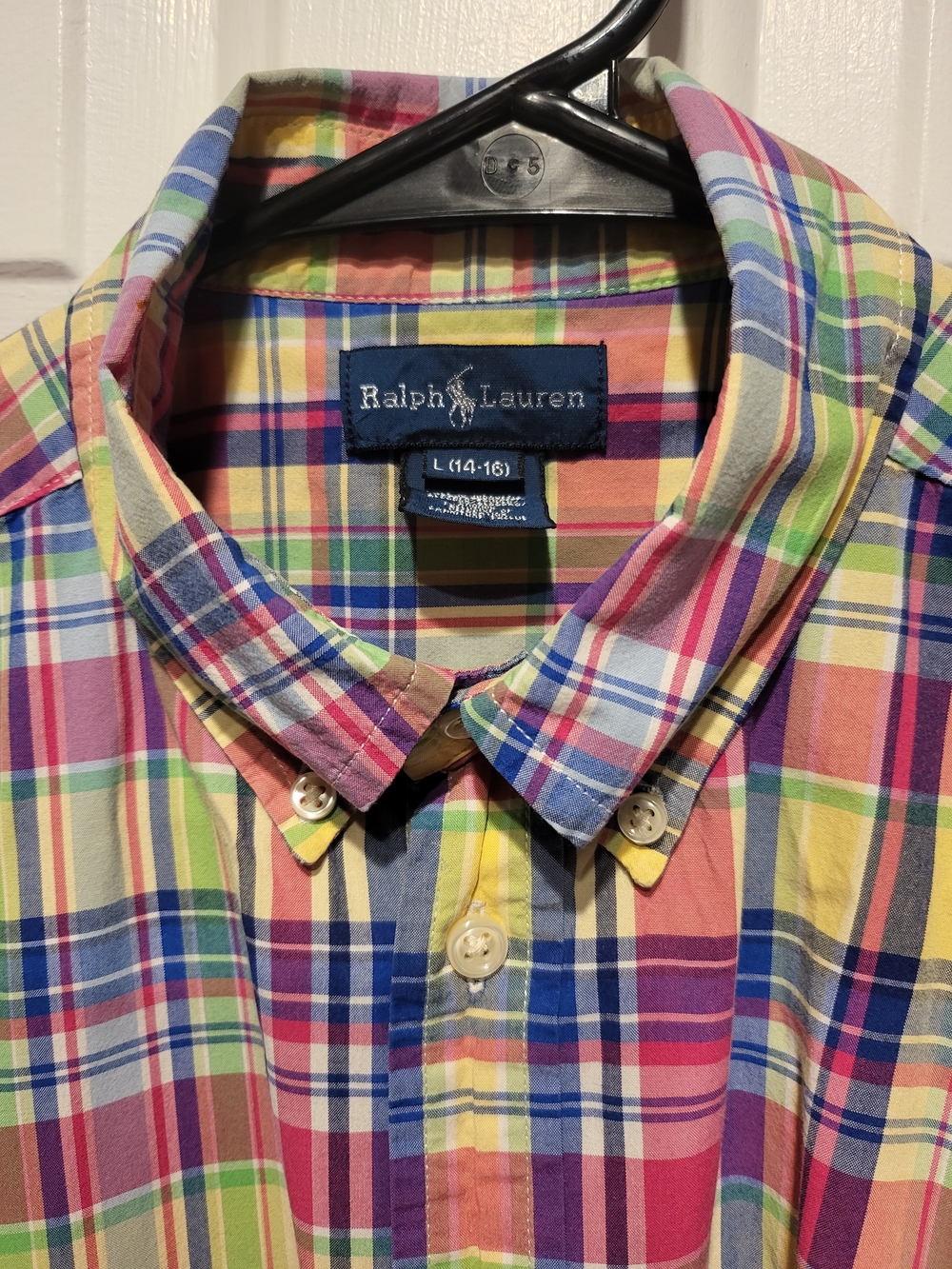 Ralph Lauren Boys Bright Multicolor Plaid Button-Down Shirt. Short Sleeve